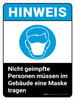 HINWEIS - Nicht geimpfte Personen müssen im Gebäude eine Maske tragen (NOTICE - Non-Vaccinated Individuals Must Wear Mask When In Building) ANSI Portrait German - Wall Sign HINWEIS - Nicht geimpfte Personen müssen im Gebäude eine Maske tragen (NOTICE - Non-Vaccinated Individuals Must Wear Mask When In Building) ANSI Portrait German - Wall Sign