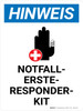Hinweis - NOTFALL-ERSTE-RESPONDER-KIT (Notice - Emergency First Responder Kit) Portrait German - Wall Sign Hinweis - NOTFALL-ERSTE-RESPONDER-KIT (Notice - Emergency First Responder Kit) Portrait German - Wall Sign