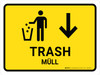 MÜLL mit Pfeil nach unten (Trash With Down Arrow) Bilingual German - Wall Sign