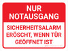 Nur Notausgang Sicherheitsalarm (Emergency Exit Only Security Alarm Will Sound) German - Wall Sign Nur Notausgang Sicherheitsalarm (Emergency Exit Only Security Alarm Will Sound) German - Wall Sign