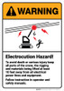 Warning: Electrocution Hazard Follow Instruction in Operator ANSI - Wall Sign