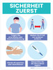 Sicherheit Zuerst - Tragen Sie Maske Soziale Distanzierung Waschen Sie sich die Hände überprüfen Sie Gesundheit - Wandschild (Safety First - Wear Mask Social Distancing Wash Hands Check Health) German - Wall Sign Sicherheit Zuerst - Tragen Sie Maske Soziale Distanzierung Waschen Sie sich die Hände überprüfen Sie Gesundheit - Wandschild (Safety First - Wear Mask Social Distancing Wash Hands Check Health) German - Wall Sign