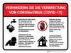 Verhindern Sie die Ausbreitung von Coronavirus - Covid-19 (Prevent the Spread of Coronavirus - Covid-19) Landscape German - Wall Sign