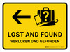Verloren und gefunden mit Linkspfeil (Lost And Found With Left Arrow) Bilingual German - Wall Sign