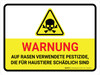 Warnung - Auf Rasen angewendetes Pestizid das für Haustiere schädlich ist (Warning - Pesticide Applied To Lawn Harmful to Pets) Landscape German - Wall Sign Warnung - Auf Rasen angewendetes Pestizid das für Haustiere schädlich ist (Warning - Pesticide Applied To Lawn Harmful to Pets) Landscape German - Wall Sign