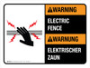 Warnung - Elektrischer Zaun (Warning - Electric Fence) ANSI Bilingual German - Wall Sign