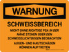 Warnung - Schweißbereich (Warning - Welding Area) Landscape German - Wall Sign Warnung - Schweißbereich (Warning - Welding Area) Landscape German - Wall Sign