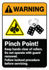 Warning: Pinch Point Keep Hands Clear of Rollers ANSI - Wall Sign