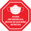 Halt Maske vor dem Betreten des Büros erforderlich (Stop Mask Required Before Entering Office) German - Floor Sign Halt Maske vor dem Betreten des Büros erforderlich (Stop Mask Required Before Entering Office) German - Floor Sign