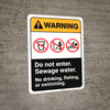 Warning: Sewage Water Dont Enter No Drinking Fishing Swimming ANSI - Wall Sign