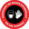 Handschuhe und Masken erforderlich (Gloves and Masks Required) Circular German - Floor Sign