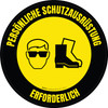 Persönliche Schutzausrüstung erforderlich (Personal Protection Equipment Required) with Icons of Safety Glasses & Shoes Circular German - Floor Sign