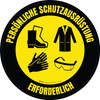 Persönliche Schutzausrüstung erforderlich (PPE Lab Coat, Goggles, Gloves, and Shoes) Circular German - Floor Sign Persönliche Schutzausrüstung erforderlich (PPE Lab Coat, Goggles, Gloves, and Shoes) Circular German - Floor Sign