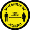 Bitte bleiben Sie jederzeit 6 Fuß entfernt (Please Stay 6 Feet Away At All Times) Circular German - Floor Sign