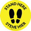 Stehe Hier (Stand Here) Bilingual Circular German - Floor Sign Stehe Hier (Stand Here) Bilingual Circular German - Floor Sign