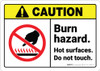 Caution: Burn Hazard Hot Surfaces Do Not Touch ANSI - Wall Sign