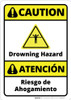 Caution: Drowning Hazard Bilingual SpanishANSI - Wall Sign Caution: Drowning Hazard Bilingual SpanishANSI - Wall Sign
