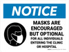 Notice: Masks Are Encouraged But Optional Entering Hospital Landscape - Wall Sign