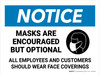 Notice: Masks Encouraged All Customers And Visitors Landscape - Wall Sign