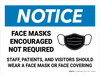 Notice: Masks Encouraged Not Required Patients Staff Landscape - Wall Sign Notice: Masks Encouraged Not Required Patients Staff Landscape - Wall Sign
