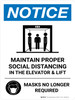 Notice: Maintain Social Distancing Masks No Longer Portrait - Wall Sign