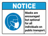 Notice: Masks Encouraged But Optional Public Transport ANSI Landscape - Wall Sign