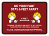 Do Your Part Stay 6 Feet Apart Red With Emoji Landscape - Wall Sign