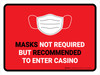 Face Masks Not Required Enter Casino Red Landscape - Wall Sign Face Masks Not Required Enter Casino Red Landscape - Wall Sign