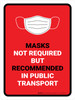 Face Masks Not Required In Public Transport Red Portrait - Wall Sign Face Masks Not Required In Public Transport Red Portrait - Wall Sign