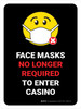 Mask No Longer Required To Enter Casino Portrait - Wall Sign