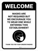 Welcome Masks Are Not Required Portrait - Wall Sign