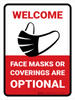 Welcome Masks Are Optional Portrait - Wall Sign