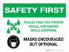 Safety First: Shopping Mask Encouraged Landscape - Wall Sign