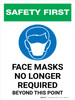 Safety First: Face Masks No Longer Required Portrait - Wall Sign Safety First: Face Masks No Longer Required Portrait - Wall Sign
