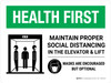 Health First: Social Distancing Masks Encouraged Landscape - Wall Sign