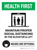Health First: Maintain Proper Social Distancing Masks Optional Portrait - Wall Sign