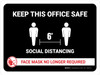 Social Distancing Keep Office Safe Mask No Landscape - Wall Sign
