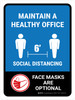 Maintain A Healthy Office Face Mask Optional Portrait - Wall Sign Maintain A Healthy Office Face Mask Optional Portrait - Wall Sign
