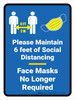 Maintain Social Distancing Mask No Longer Required Portrait - Wall Sign Maintain Social Distancing Mask No Longer Required Portrait - Wall Sign