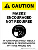 Caution: Masks Encouraged Not Required - Please be Mindful To Those Around You Portrait - Wall Sign