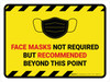 Hazard Face Mask Not Required But Recommended Beyond This Point Landscape - Wall Sign Hazard Face Mask Not Required But Recommended Beyond This Point Landscape - Wall Sign