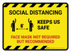 Hazard Social Distancing: Keep Us Safe - Mask Not Required But Recommended Landscape - Wall Sign