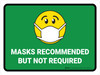 Mask Recommended Not Required Green With Emoji Landscape - Wall Sign
