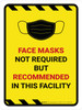 Hazard Face Mask Not Required But Recommended In facility Portrait - Wall Sign