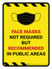 Hazard Face Mask Not Required But Recommended In Public Portrait - Wall Sign Hazard Face Mask Not Required But Recommended In Public Portrait - Wall Sign