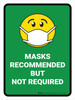 Mask Recommended Not Required Green With Emoji Portrait - Wall Sign Mask Recommended Not Required Green With Emoji Portrait - Wall Sign