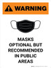 Warning: Masks Optional But Recommended In Public Areas Portrait - Wall Sign