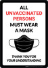 All Unvaccinated Persons Must Wear a Mask with Icon Portrait - Wall Sign