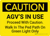 Caution: AGV's in Use Proceed with Caution Landscape - Wall Sign