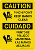 Caution: Pinch Point Keep Hands Clear Bilingual Spanish Portrait - Wall Sign